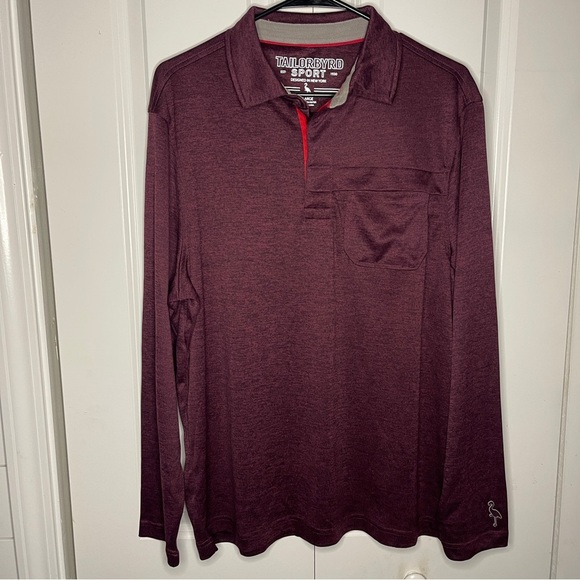 Tailorbyrd Sport Golf Size Large Burgundy 1/4 Zip Pullover Shirt Front Pocket - Picture 1 of 8